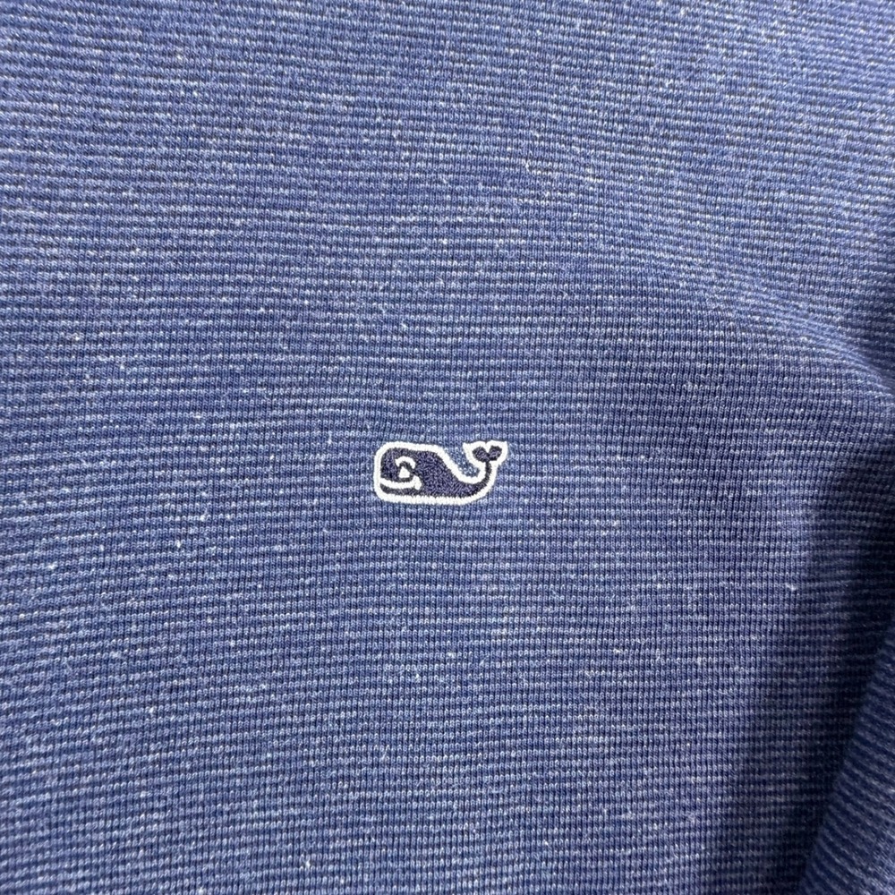 Vineyard Vines Mens XL Quarter Zip Pullover Navy Blue Heathered Pique Sweater - Picture 7 of 12